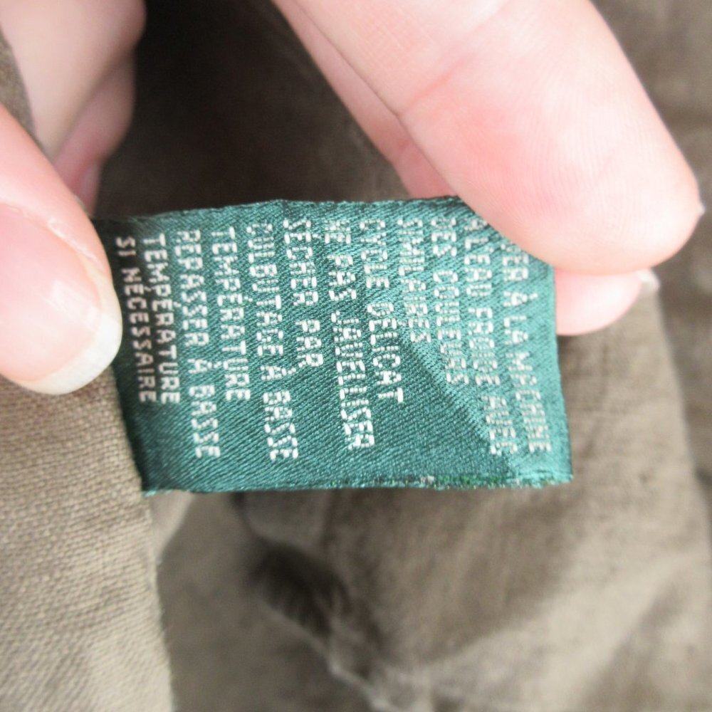 Lauren Ralph Lauren Brown Linen Roll Tab Shirt Size L Button Down - Picture 9 of 13
